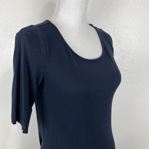 Adrienne Vittadini Dress Women Small Blue Stretch Short Sleeve Solid Casual - Picture 11 of 14